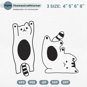 Cat Stretch Yoga Embroidery Design Kitty Animal