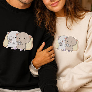 Kawaii Cat Couple Embroidery Design Pattern