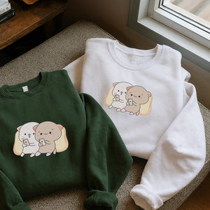 Kawaii Cat Couple Embroidery Design Pattern