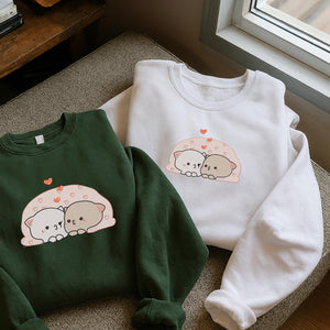 Kawaii Cat Couple Embroidery Design Pattern