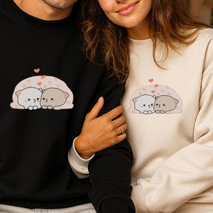 Kawaii Cat Couple Embroidery Design Pattern