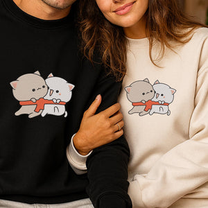 Kawaii Cat Couple Embroidery Design Machine File