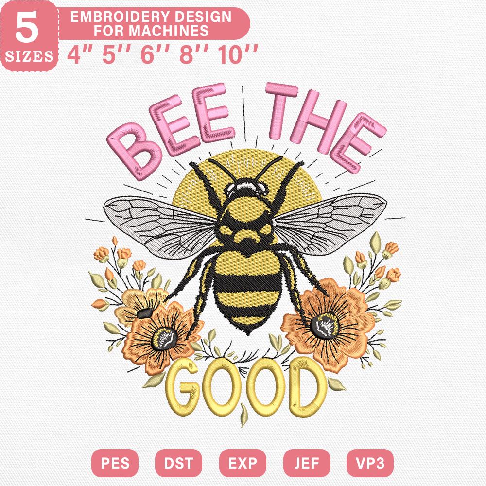 Bumblebee Floral Embroidery Design PES DST EXP VP3 JEF - ThredViora