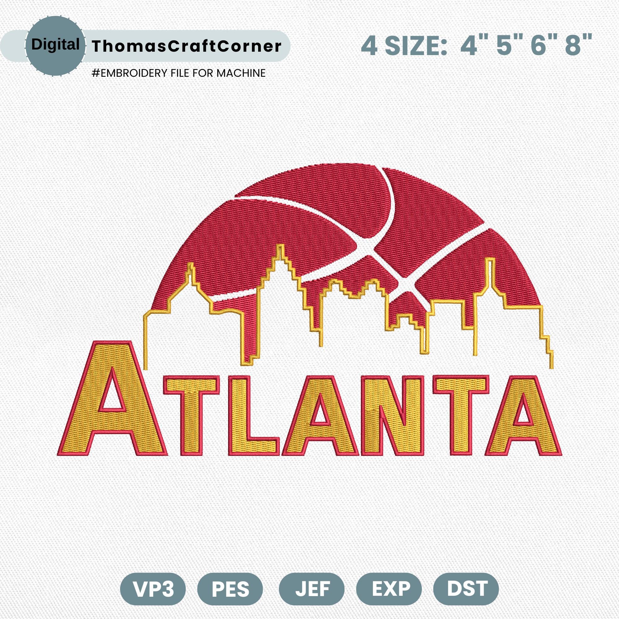 Atlanta Basketball Embroidery Design Team Machine File