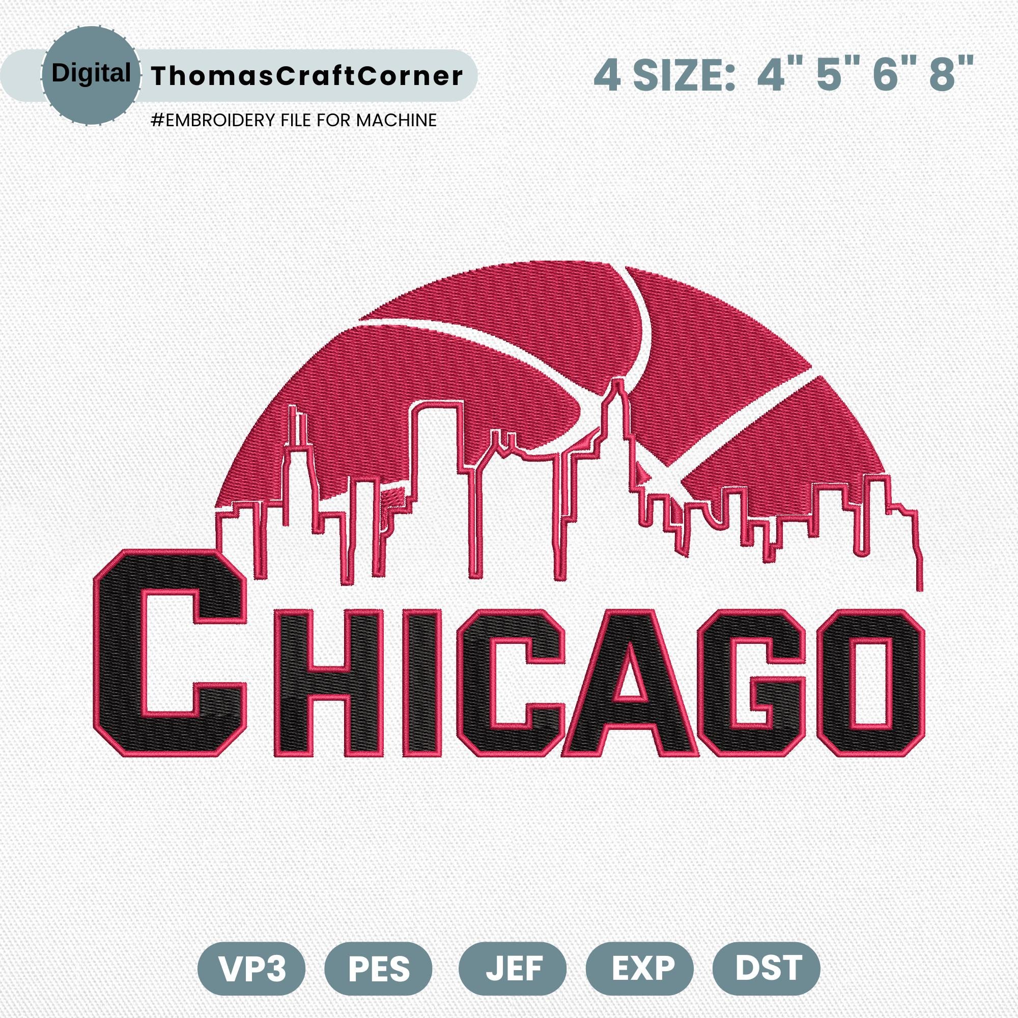 Chicago Basketball Embroidery Design Team Machine File