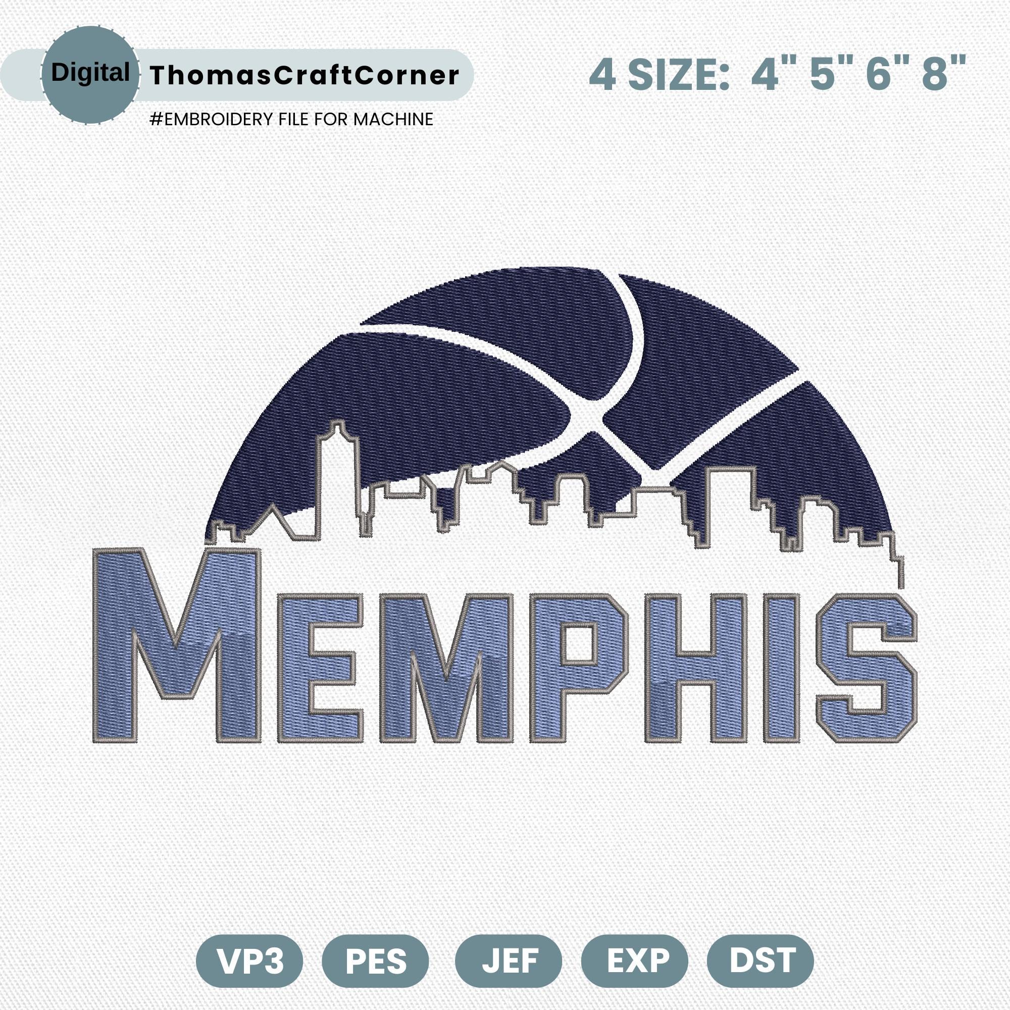 Memphis Basketball Embroidery Design Team File