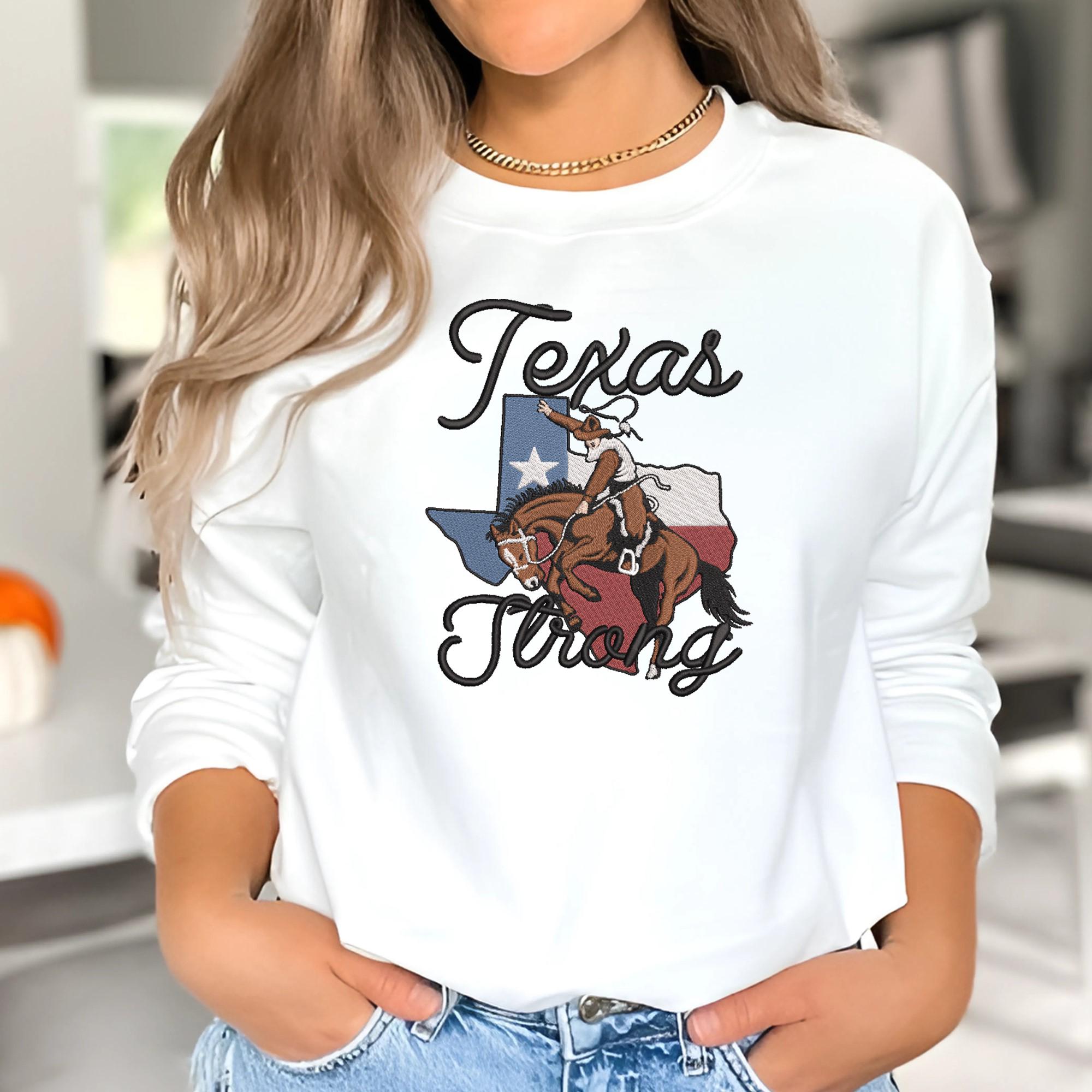 Texas Strong Embroidery Design Cowboy Rodeo Southern Pride