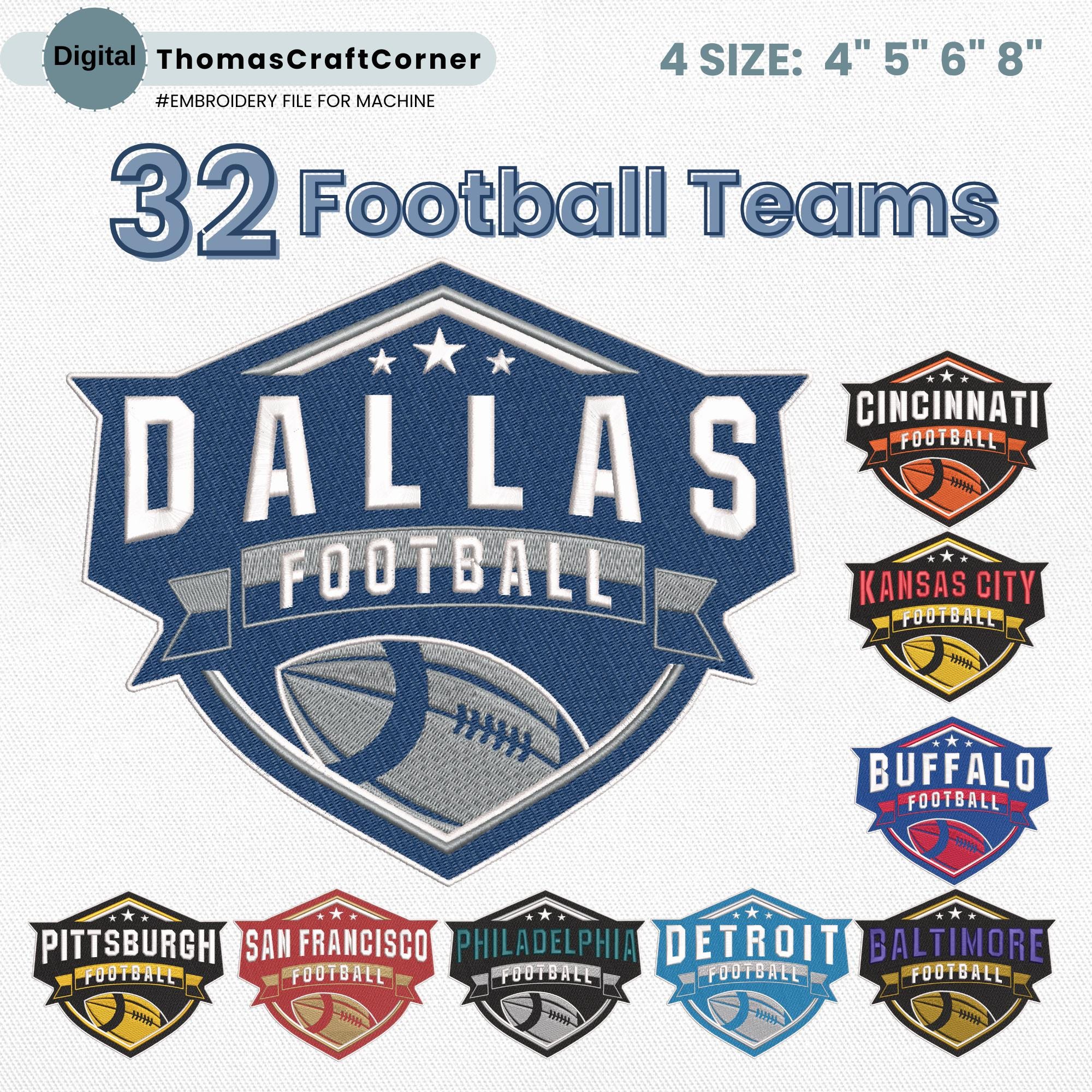 American Football Embroidery Designs Logo Bundle Game Day