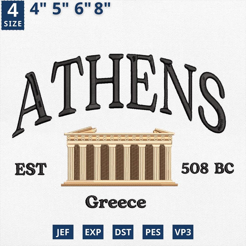 Athens Greece Parthenon Embroidery Design File