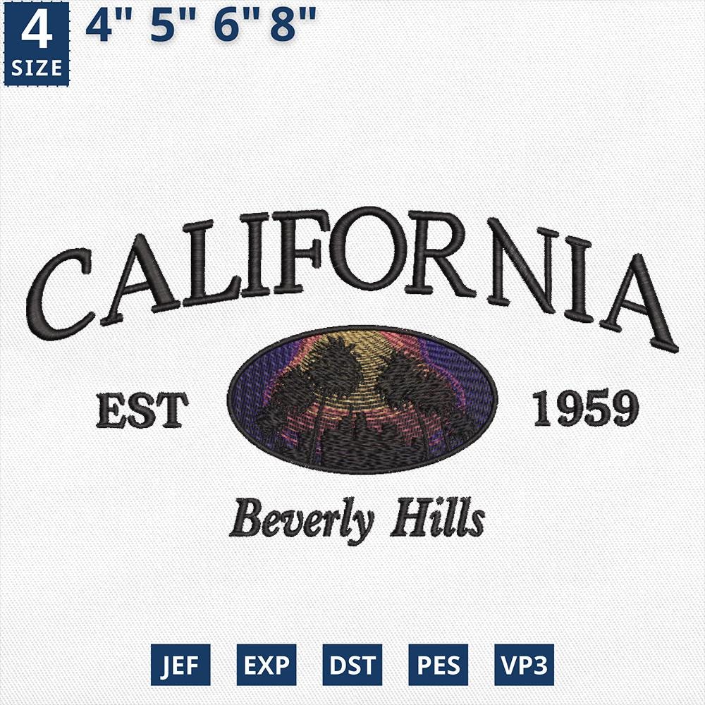 California Beverly Hills Embroidery Design Cityscape USA Souvenir
