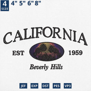 California Beverly Hills Embroidery Design Cityscape USA Souvenir