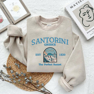 Santorini Greece Embroidery Design Blue Dome Mediterranean