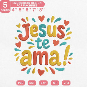 Jesus Te Ama Embroidery Pattern PES DST EXP JEF Download - ThredViora