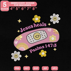 Jesus Heals Embroidery Pattern, Christian PES DST EXP Files - ThredViora