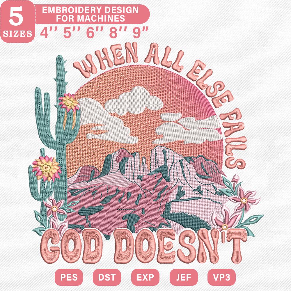 Christian Faith Cactus Embroidery Design PES DST JEF Files - ThredViora