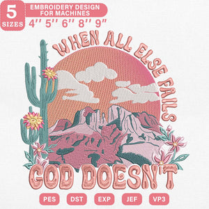 Christian Faith Cactus Embroidery Design PES DST JEF Files - ThredViora