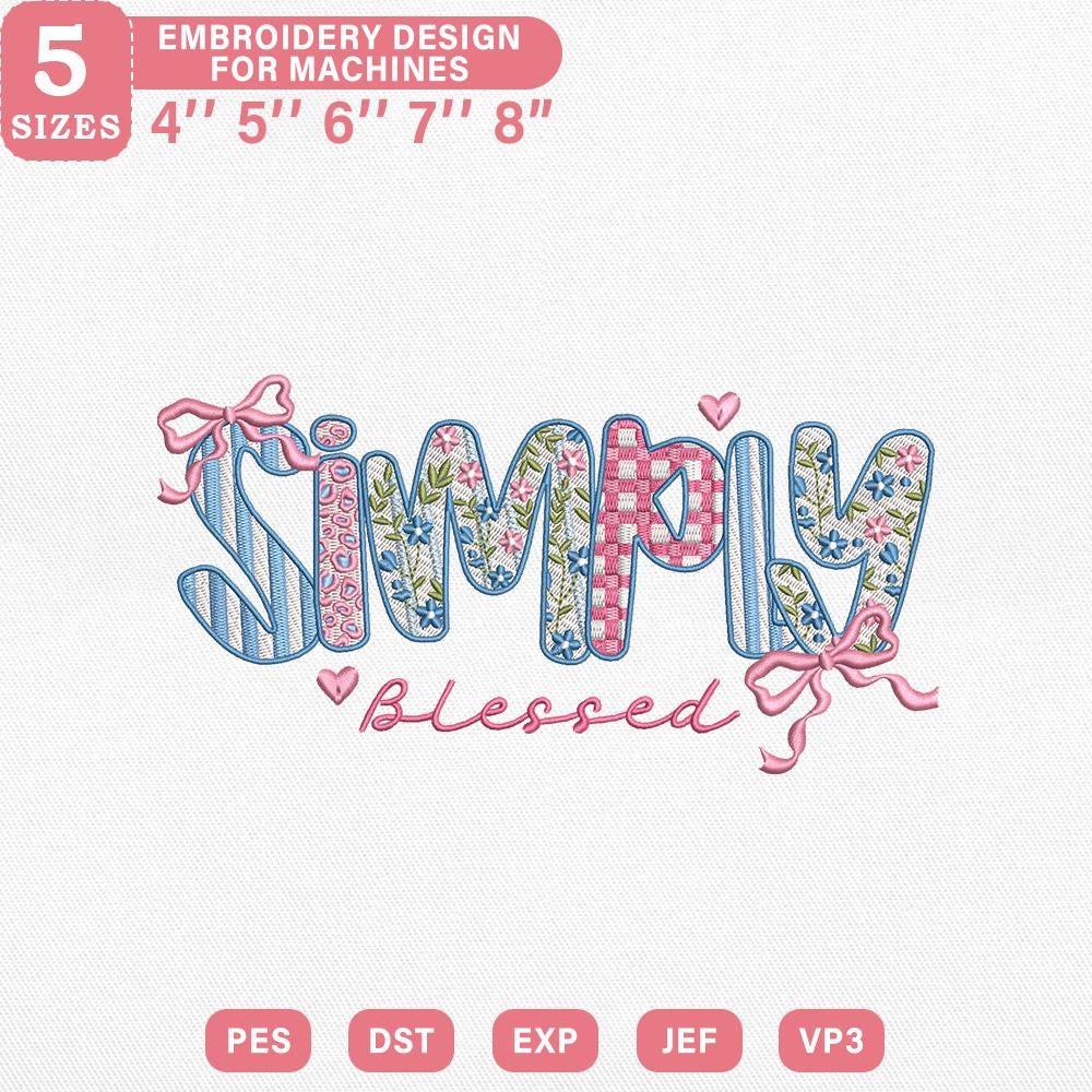 Simply Blessed Christian Embroidery Design PES DST EXP JEF - ThredViora