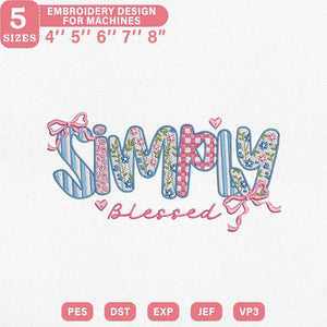 Simply Blessed Christian Embroidery Design PES DST EXP JEF - ThredViora