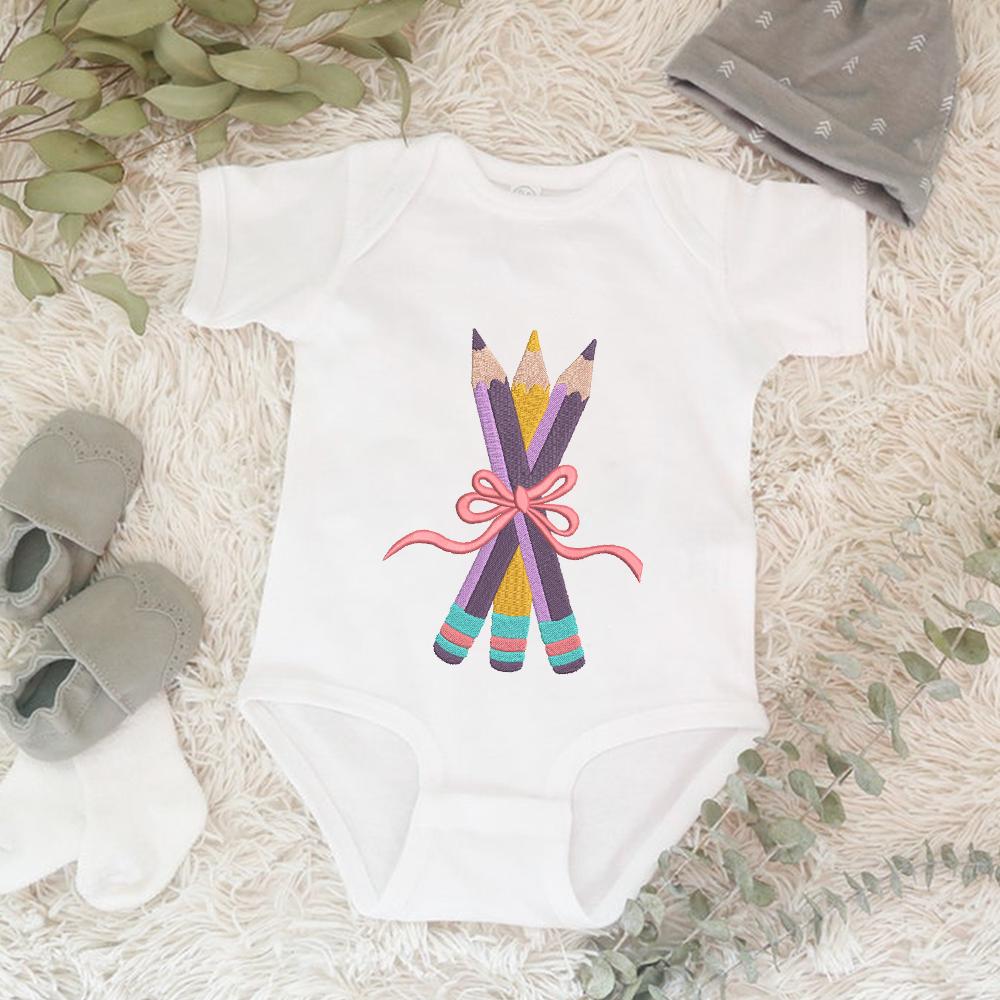 Pencil Embroidery Design School Pattern Download