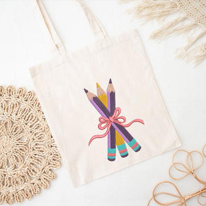 Pencil Embroidery Design School Pattern Download