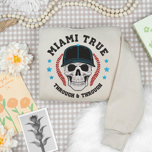 Miami Baseball Embroidery Design Skull Sports Machine