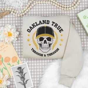 Oakland Baseball Embroidery Design Skull Sports Machine