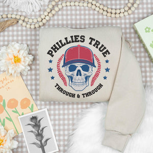 Philadelphia Baseball Embroidery Design Skull Sports Machine