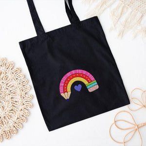 Rainbow Pencil Embroidery Design Instant Download