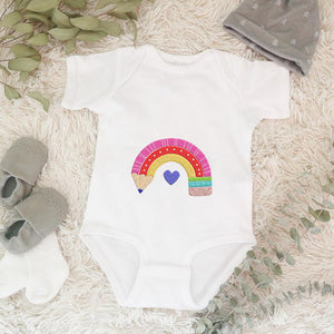 Rainbow Pencil Embroidery Design Instant Download