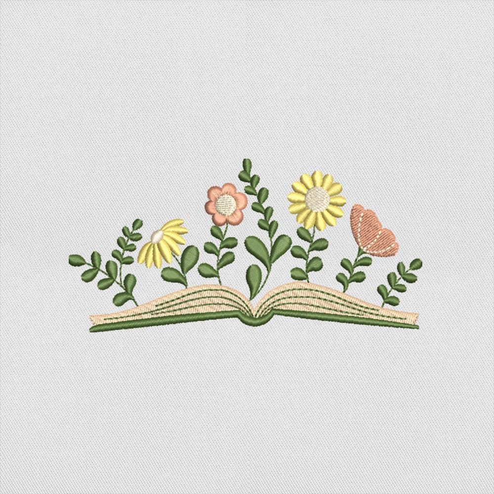 Floral Book Embroidery Pattern Instant Download