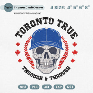 Toronto Baseball Embroidery Design Skull Sports Machine