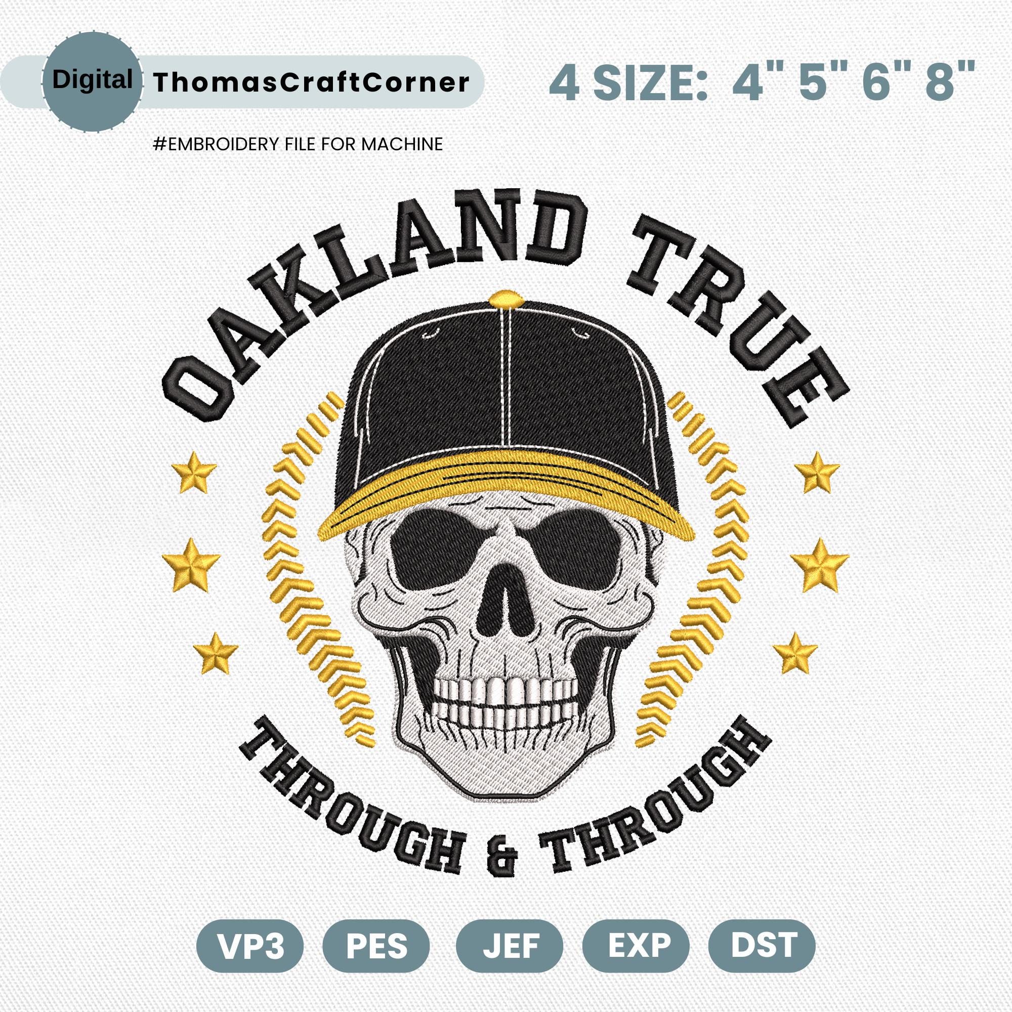 Oakland Baseball Embroidery Design Skull Sports Machine
