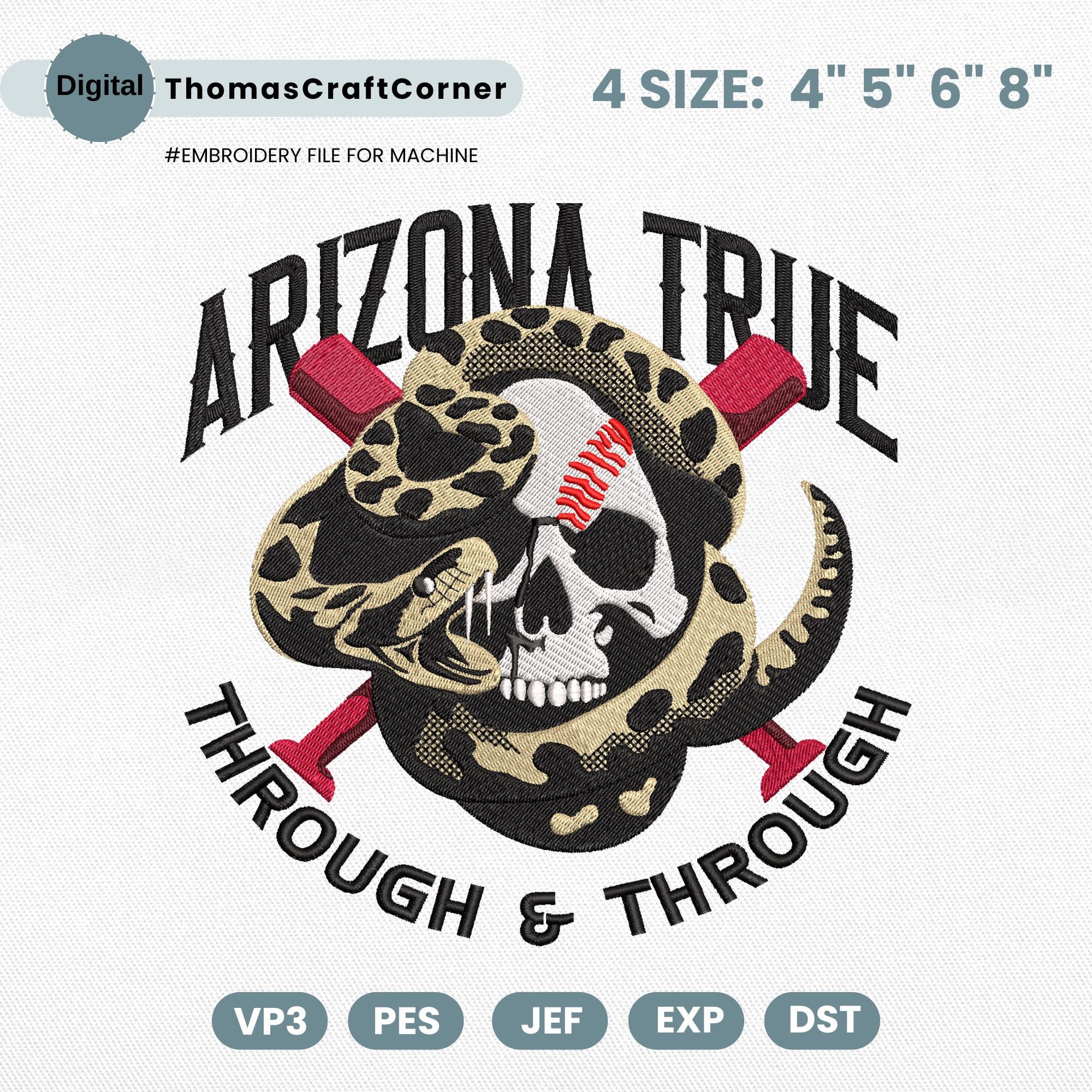 Arizona Baseball Embroidery Design Skull Sports