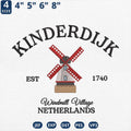Kinderdijk Netherlands Windmill Village Embroidery Design