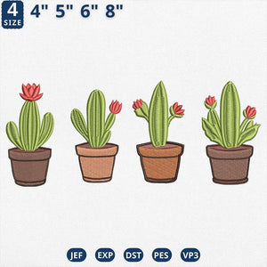 Cactus Embroidery Design Desert Plants Machine Succulent