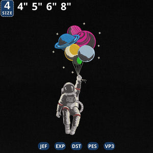 Spaceman Astronaut Embroidery Design Outer Space Adventure