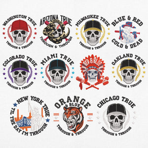 Baseball Embroidery Designs Sports Skull Game Day