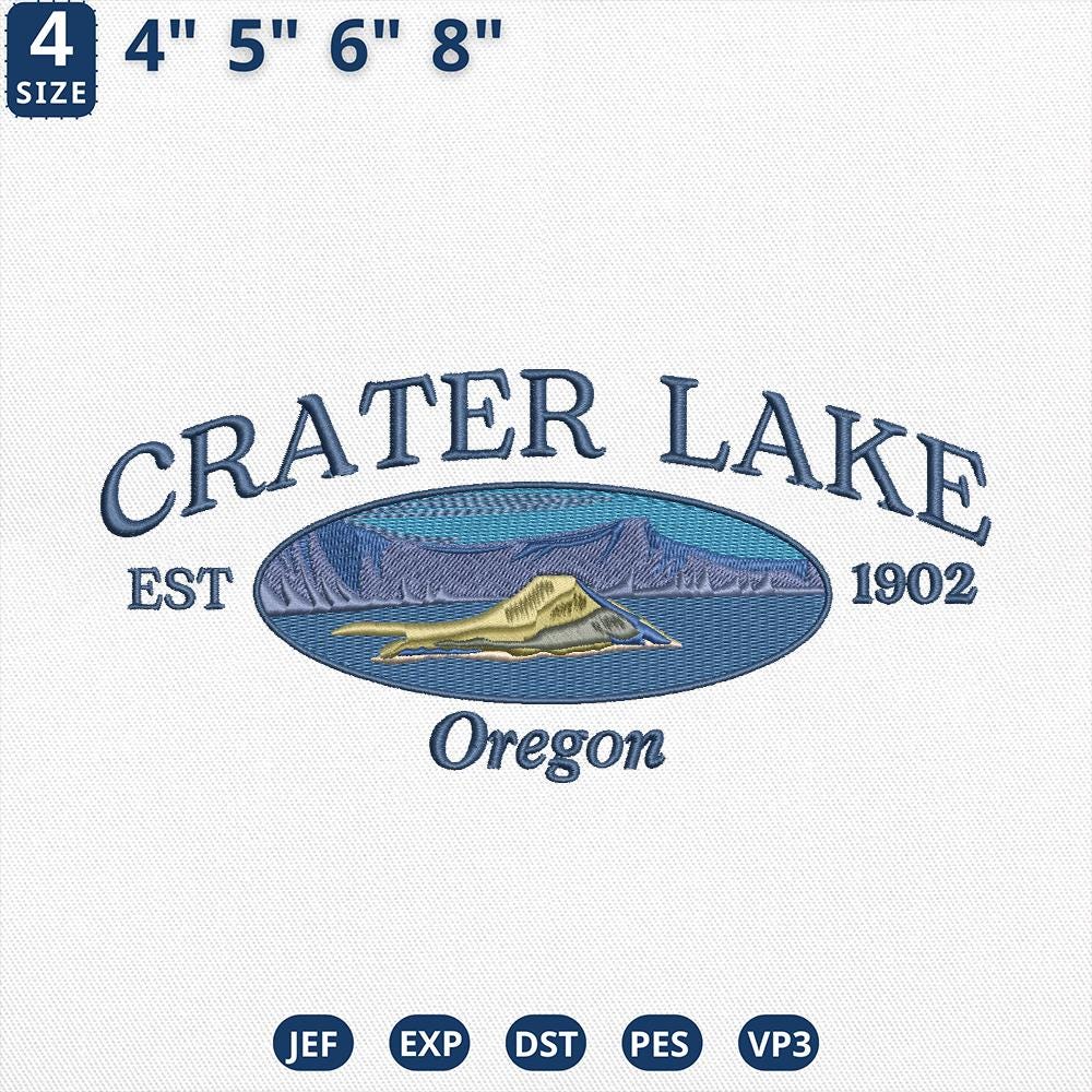 Crater Lake Oregon Embroidery Design National Park Machine File