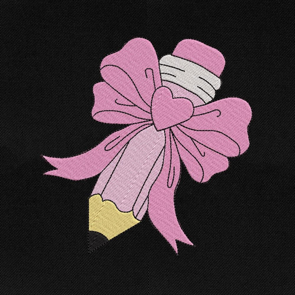 Pencil Bow Embroidery Design School File
