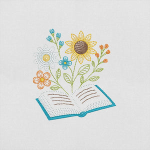 Books Flowers Embroidery Design PES DST JEF