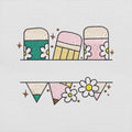 Teacher Pencil Daisy Embroidery Design Pattern