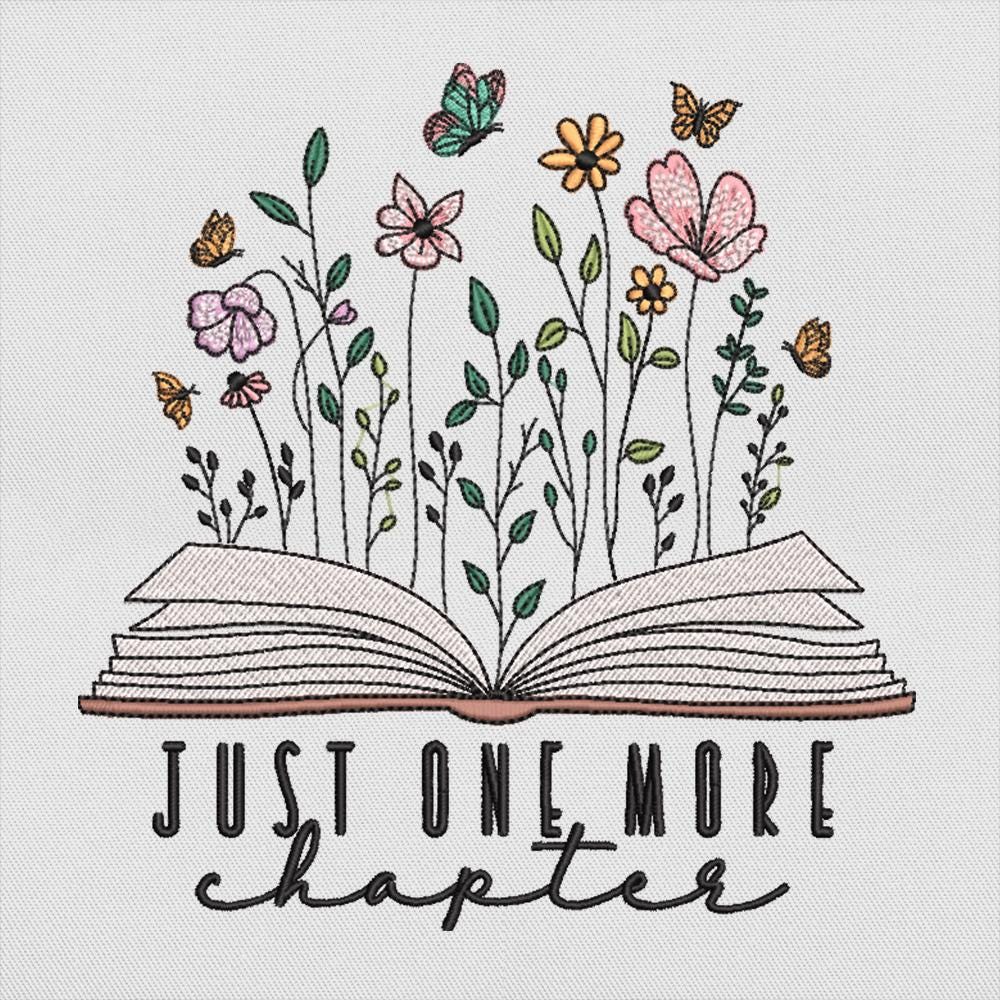 Just One More Chapter Embroidery Pattern Design