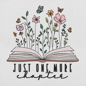 Just One More Chapter Embroidery Pattern Design
