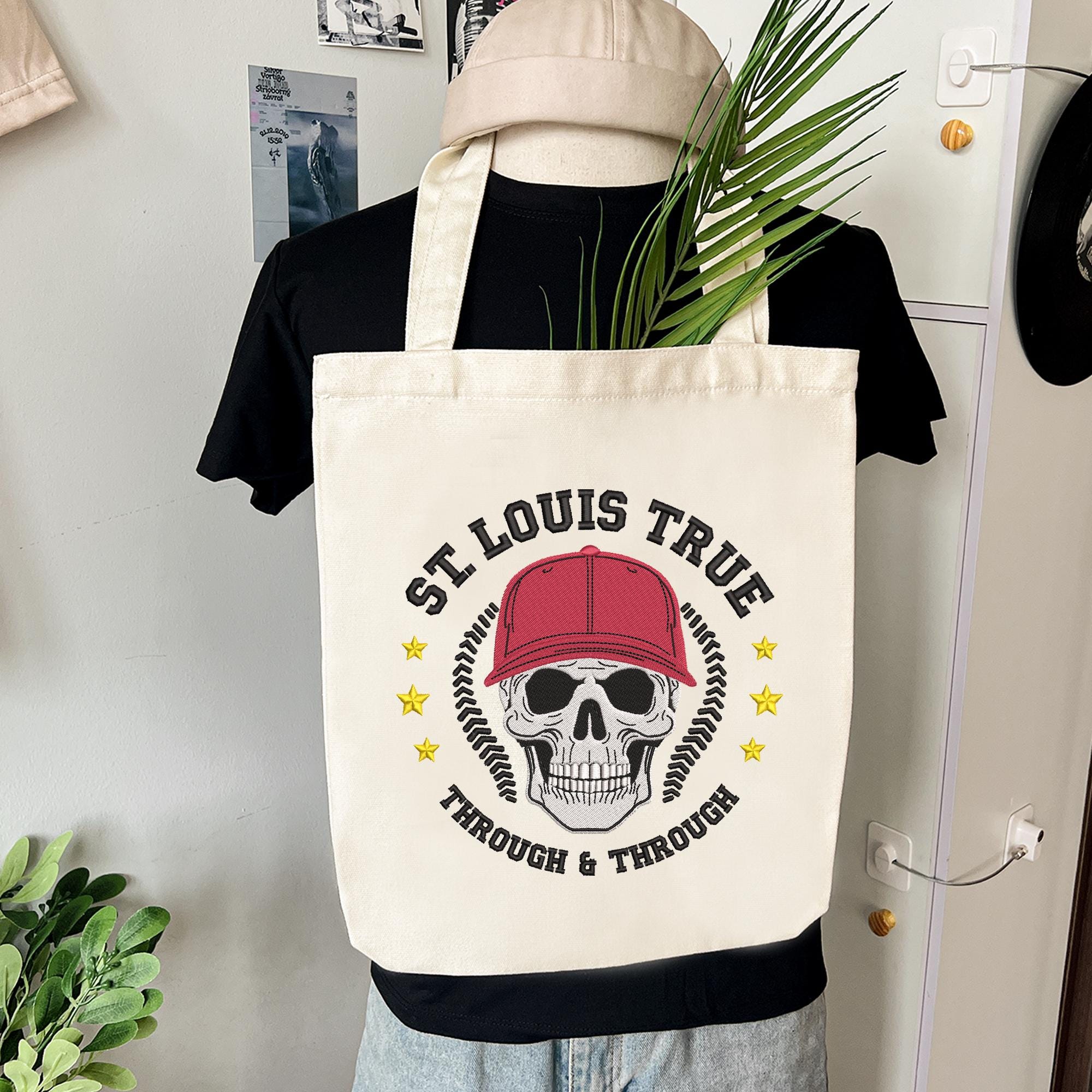 St. Louis Baseball Embroidery Design Skull Machine