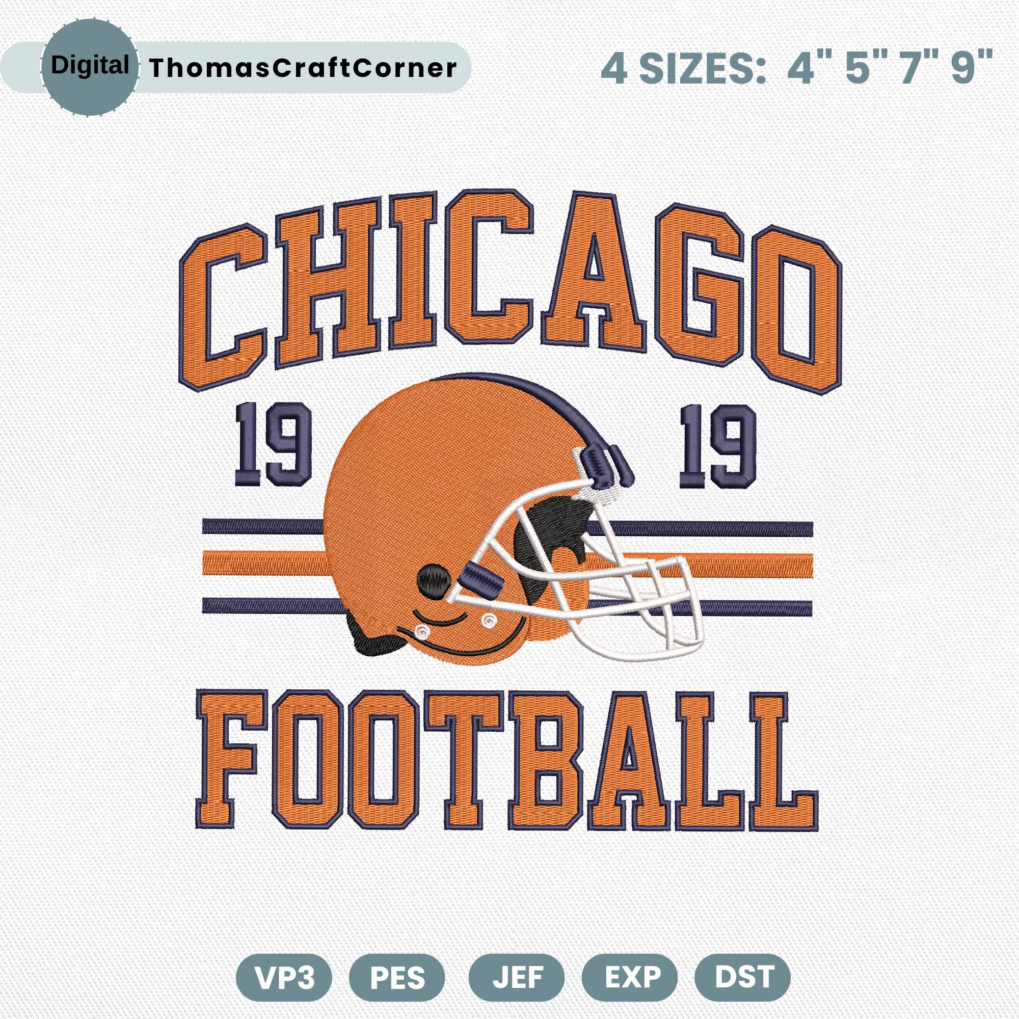 Chicago Football Embroidery Design Helmet Sports Logo