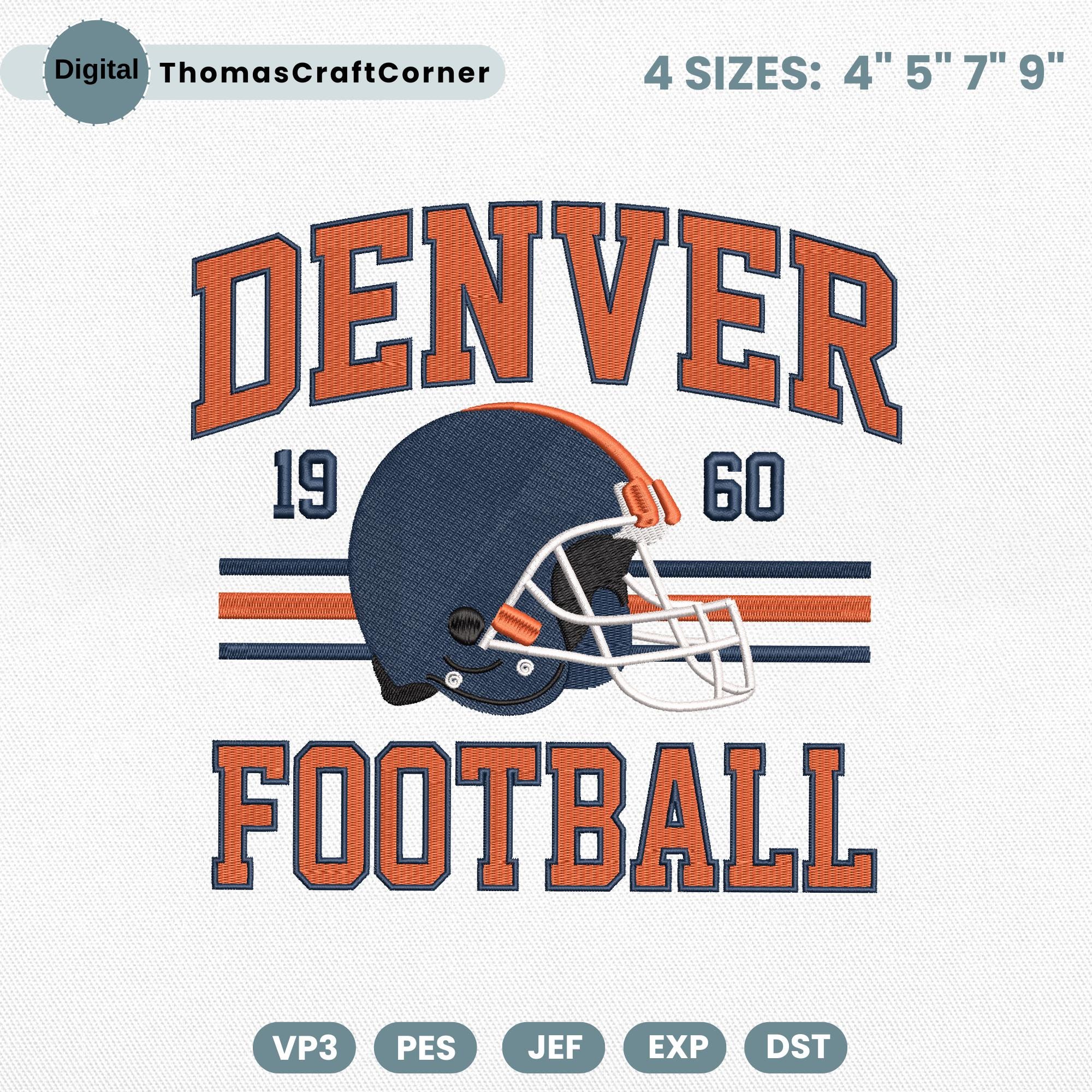 Denver Football Embroidery Design Helmet Sports Logo