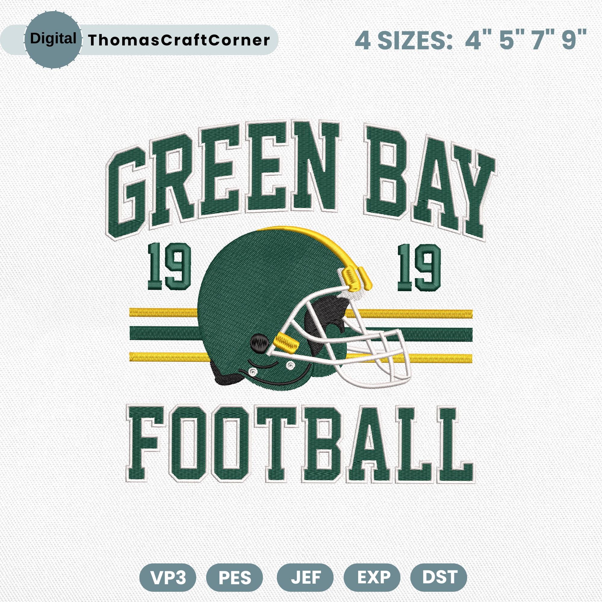 Green Bay Football Embroidery Design Helmet Sports Logo