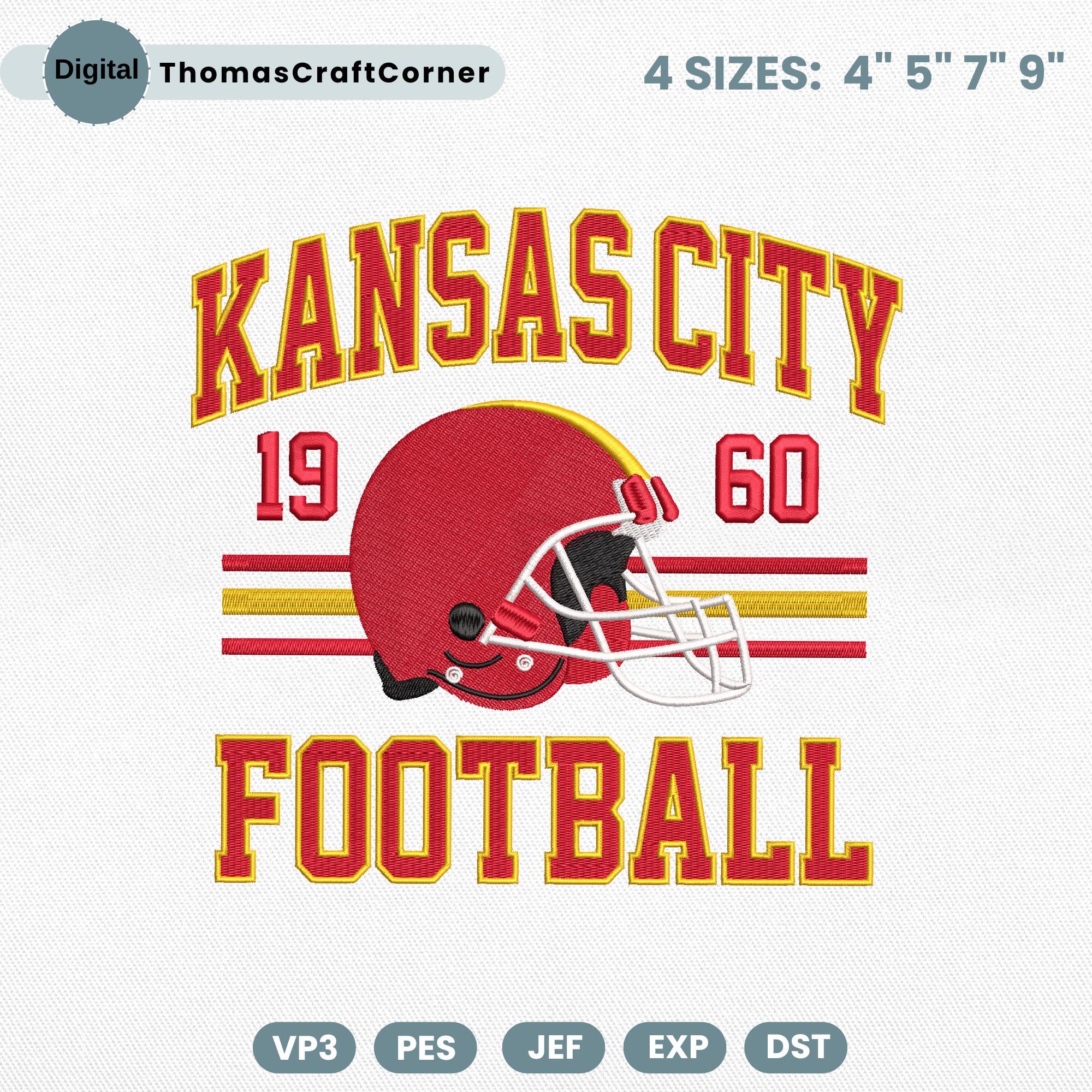 Kansas City Football Embroidery Design Helmet Sports Logo