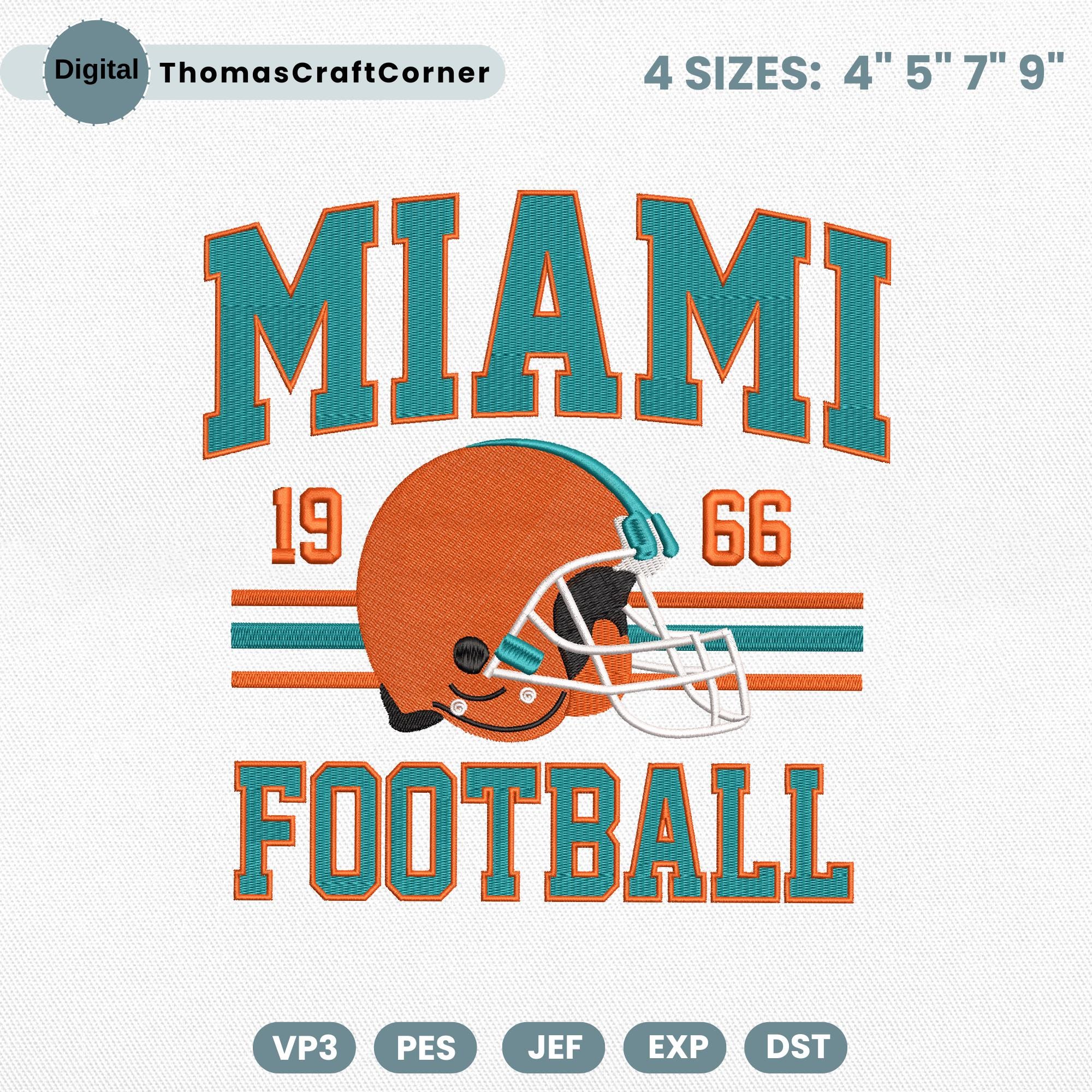 Miami Football Embroidery Design Helmet Sports Logo