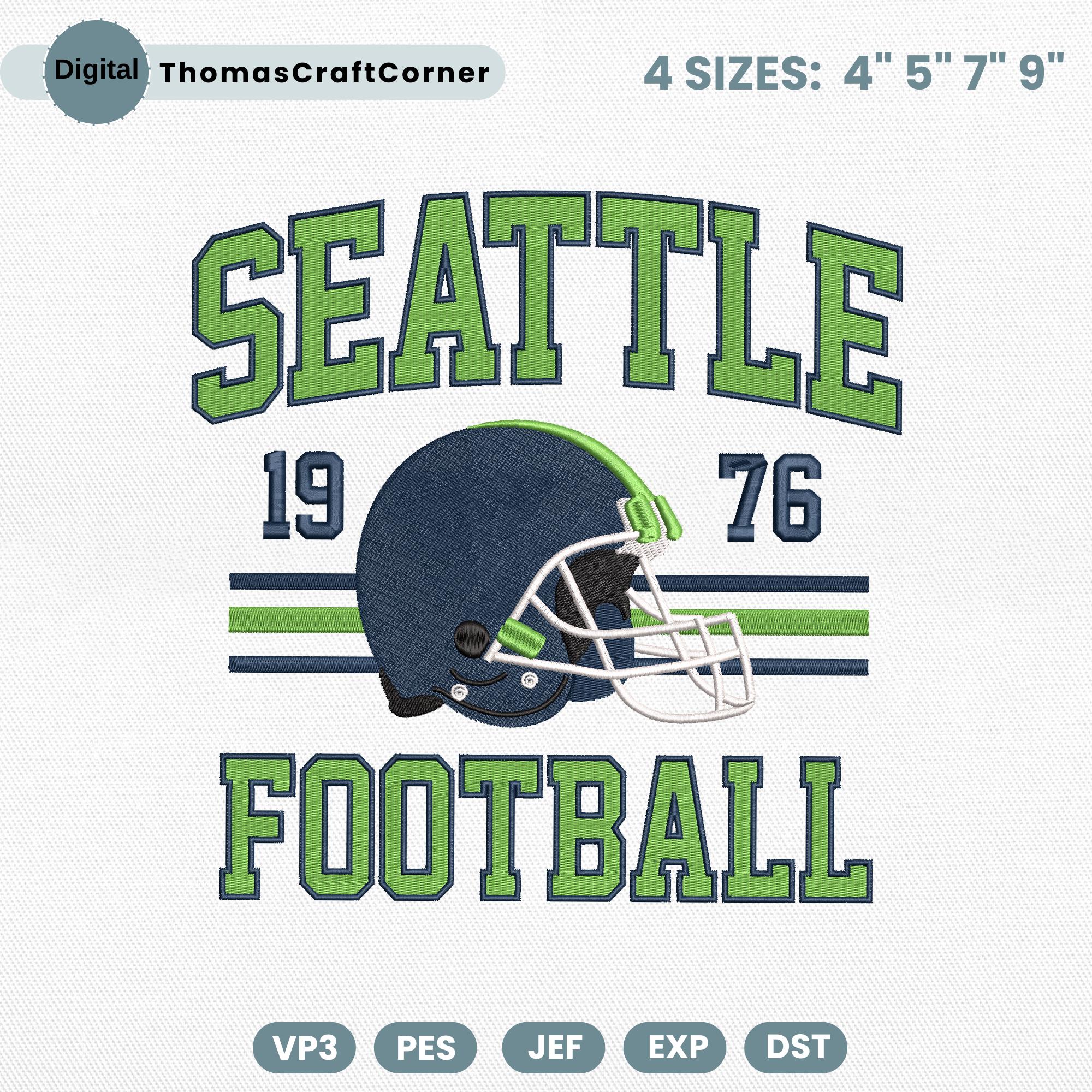 Seattle Football Embroidery Design Helmet Sports Logo